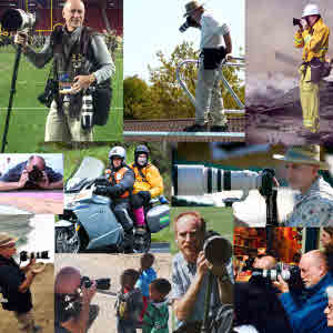 Collage of man taking photographs